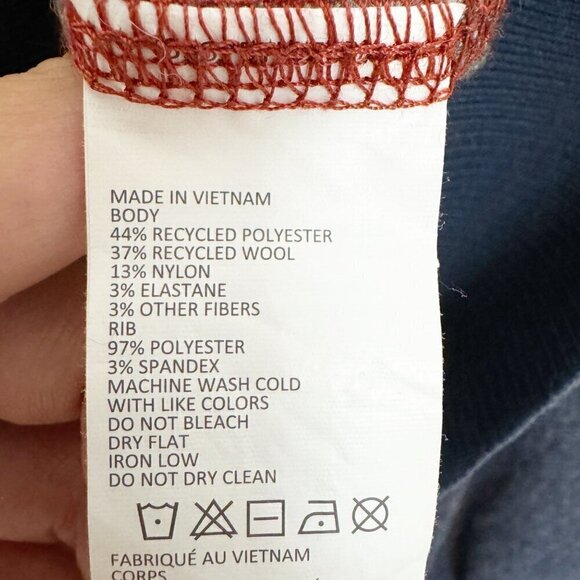 Prana Flint Brook Wool Rib Knit Fleece Pullover Sweatshirt Nautical Outdoor XL - Picture 7 of 8